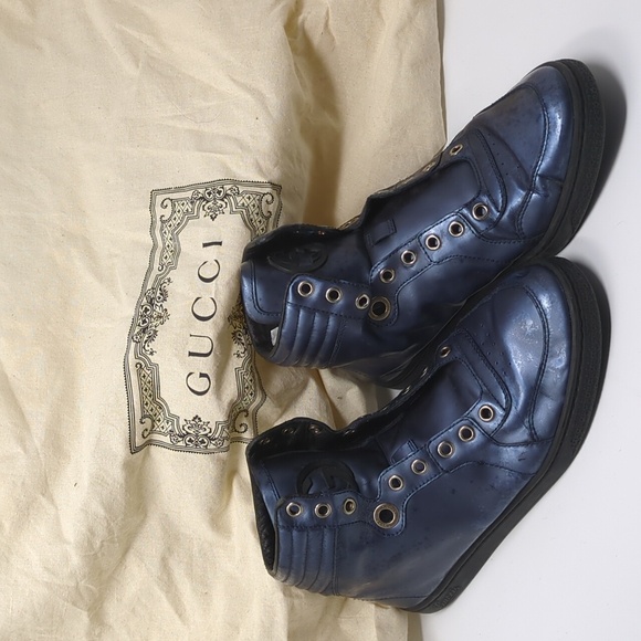Gucci Shoes - Gucci sneakers metallic blue size 8 us 38 European